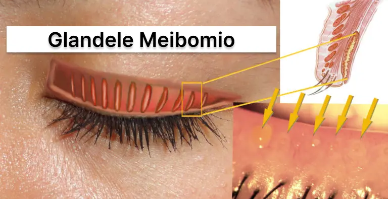 Diagram of the eyelid showing the location of the meibomian glands